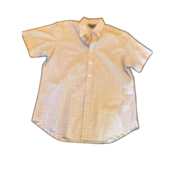 Ralph Lauren Custom Fit Blue Gingham Short Sleeve Mens Shirt Med Preppy Coastal - Picture 1 of 6